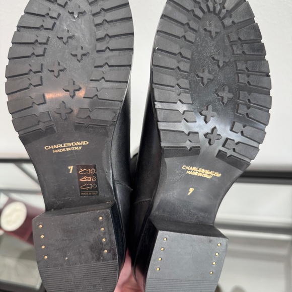 CHARLES DAVID made in Italy women’s Black leather tall riding boots Size 7 NWOB - Picture 14 of 16